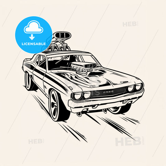 Fast Street Car - A Cartoon Car With A Jet Engine