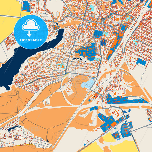 Colorful Fastiv Street Map with Labels and Buildings