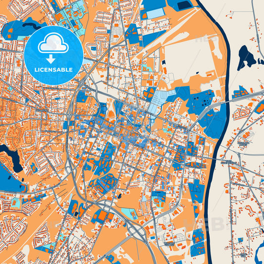 Colorful Fayetteville Street Map with Labels and Buildings