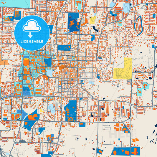 Colorful Fayetteville Street Map with Labels and Buildings
