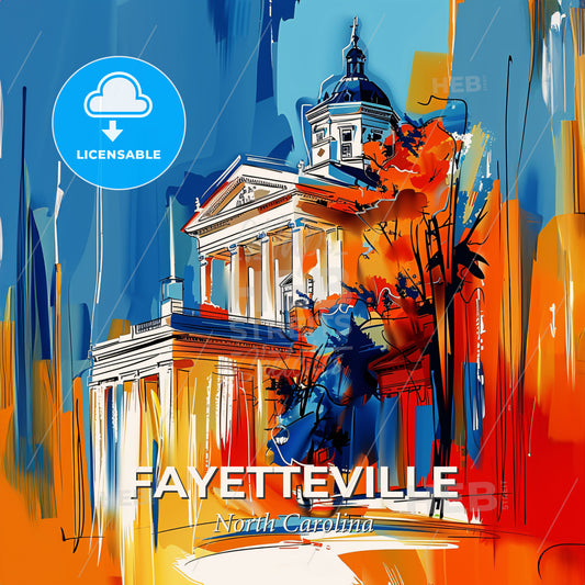 Vibrant Fayetteville, North Carolina - A Painting Of A Building - Square format print template