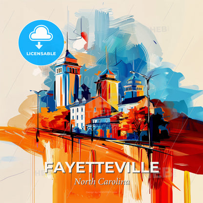 Vibrant Fayetteville, North Carolina - A Painting Of A City - Square format print template