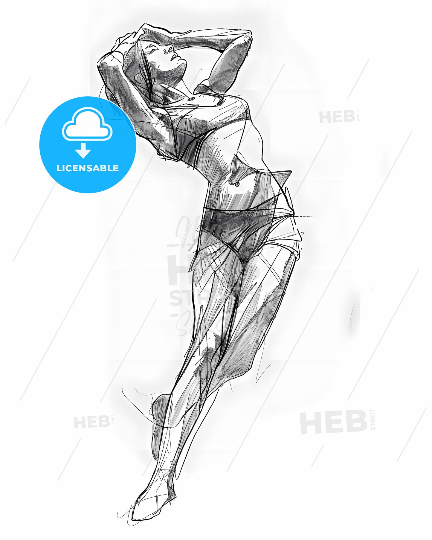 Vibrant, Aggressive Digital Illustration: Transparent Female Figure Pencil Drawing, Sharp Edges, Isolated