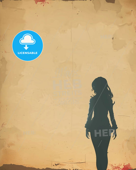 Beige Minimalist Female Form Sketch - A silhouette of a woman