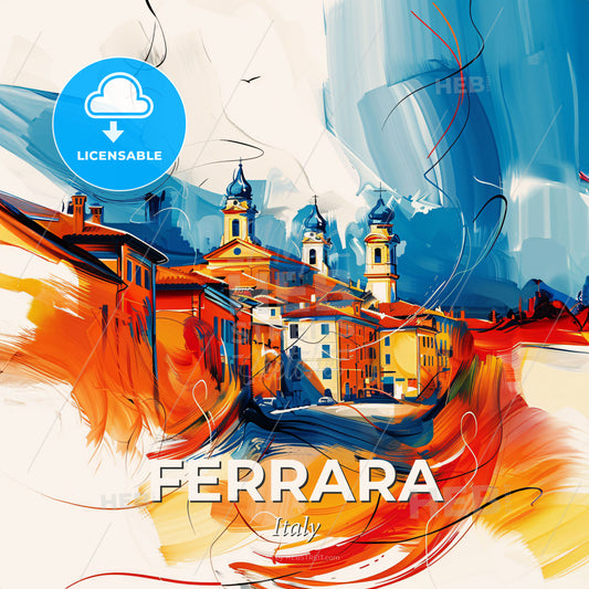 Vibrant Ferrara, Italy - A Painting Of A City - Square format print template