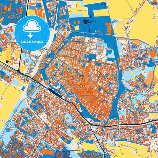 Colorful Ferrara Street Map with Labels and Buildings