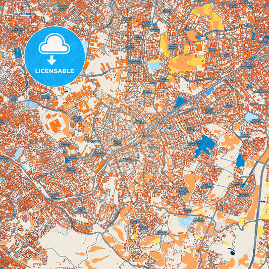 Colorful Ferraz de Vasconcelos Street Map with Labels and Buildings