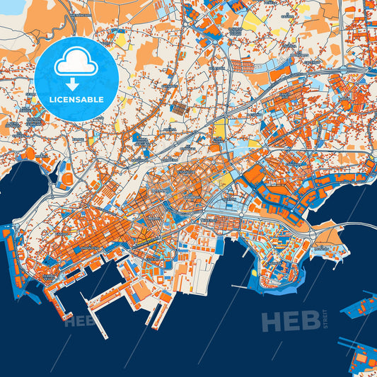 Colorful Ferrol Street Map with Labels and Buildings