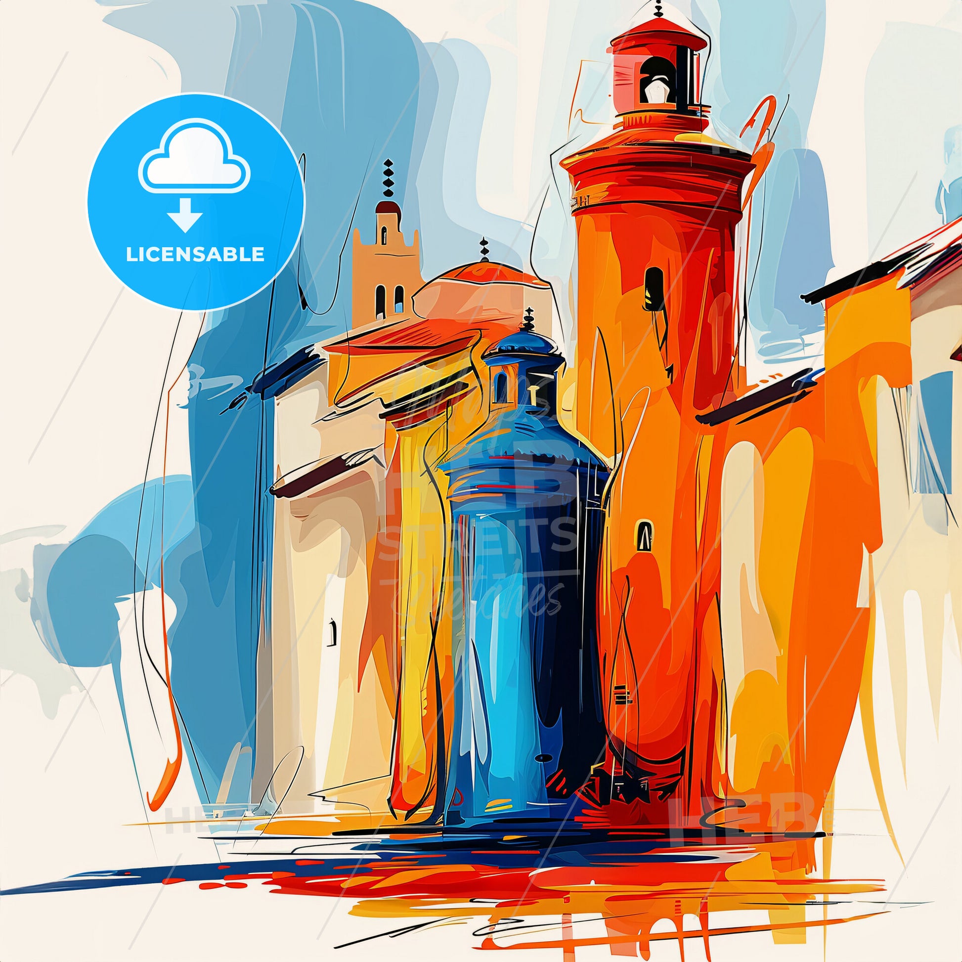 Vibrant Fes, Morocco - A Painting Of A Building