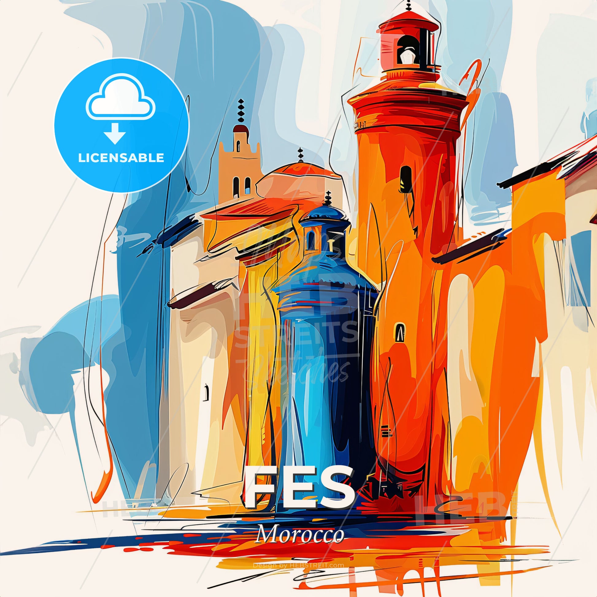 Vibrant Fes, Morocco - A Painting Of A Building - Square format print template