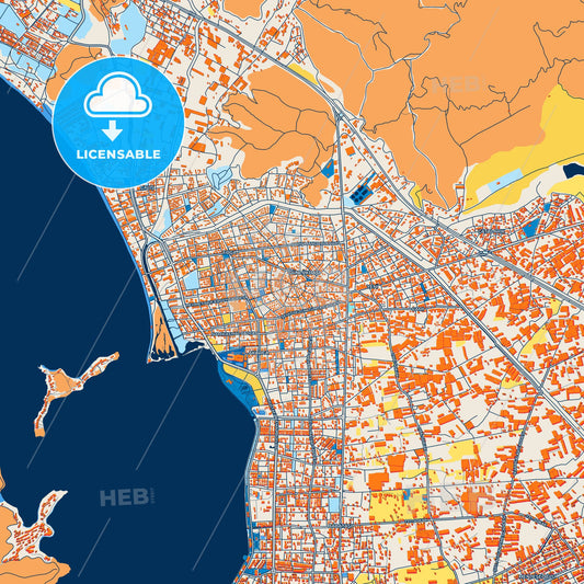 Colorful Fethiye Street Map with Labels and Buildings