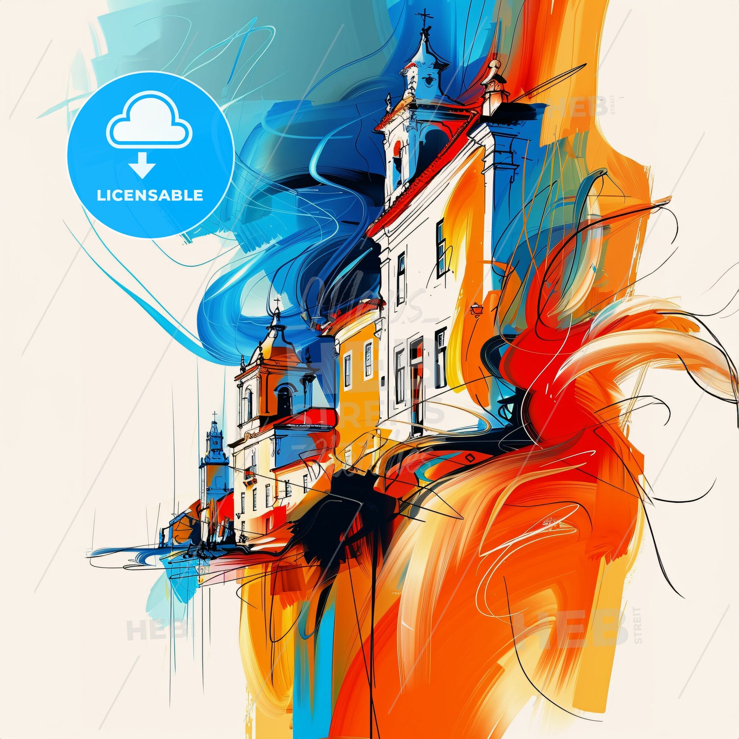 Vibrant Figueira Da Foz, Portugal - A Painting Of Buildings With Colorful Paint