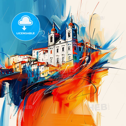 Vibrant Figueira Da Foz, Portugal - A Painting Of A Building