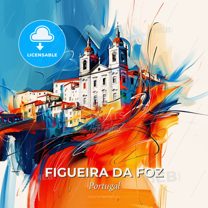 Vibrant Figueira Da Foz, Portugal - A Painting Of A Building - Square format print template