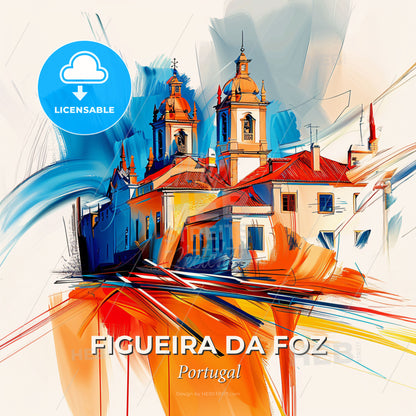 Vibrant Figueira Da Foz, Portugal - A Painting Of A Building - Square format print template