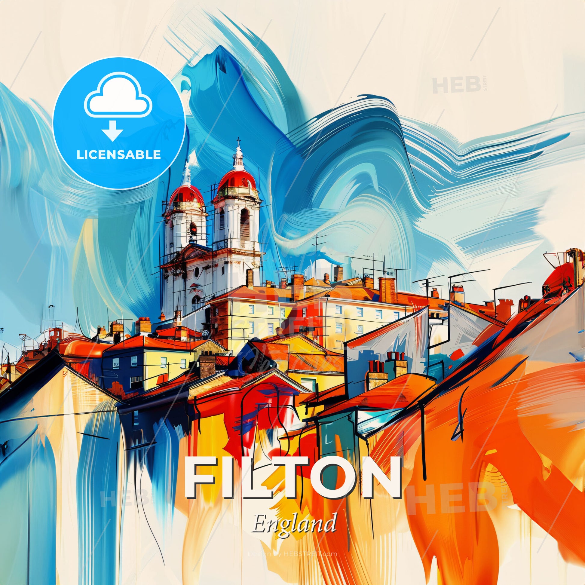 Vibrant Filton, England - A Painting Of A City - Square format print template