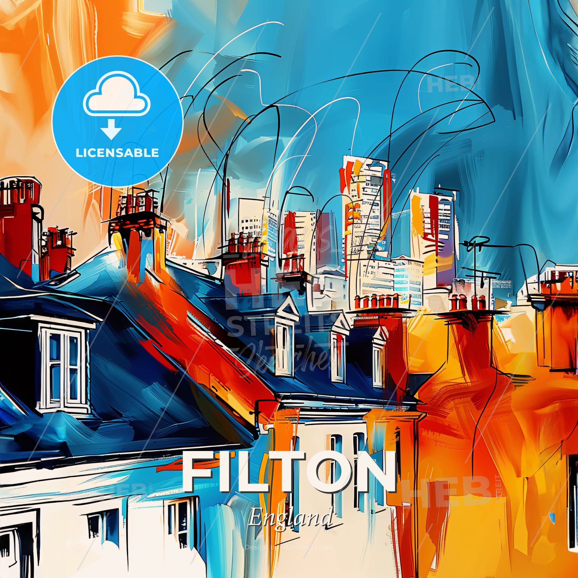 Vibrant Filton, England - A Painting Of A City - Square format print template