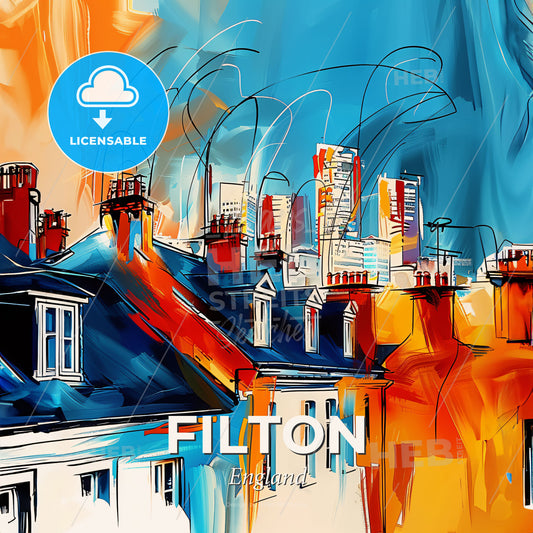 Vibrant Filton, England - A Painting Of A City - Square format print template