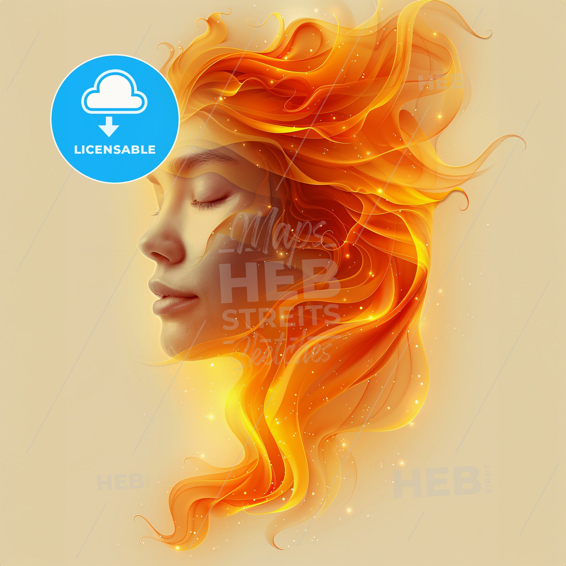 Fire and Desire: The Flames of Passion - A woman with orange hair