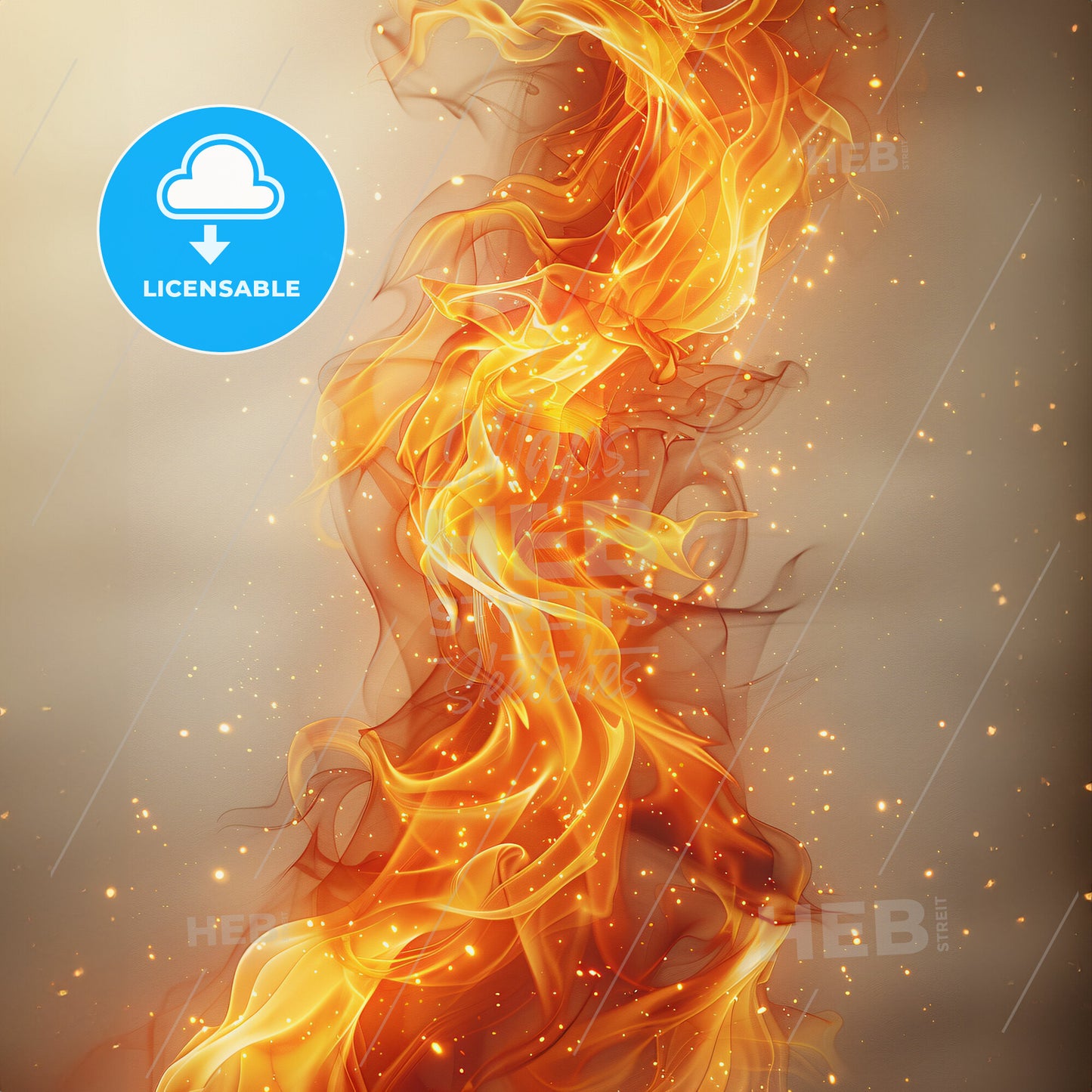 Fire and Desire: The Flames of Passion - A fire with sparks on a white background