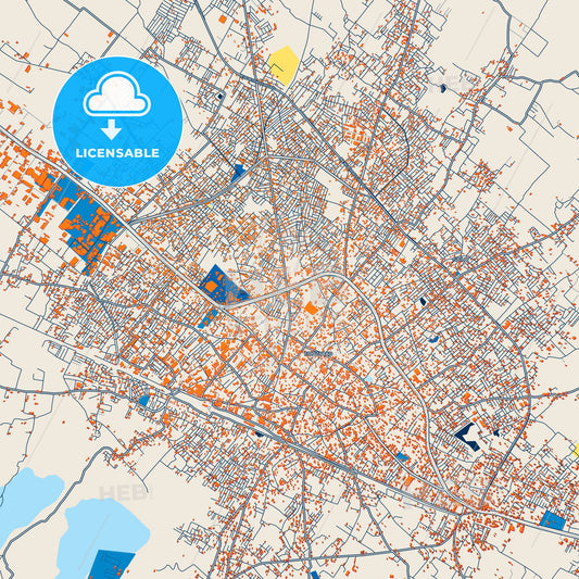 Colorful Firozabad Street Map with Labels and Buildings