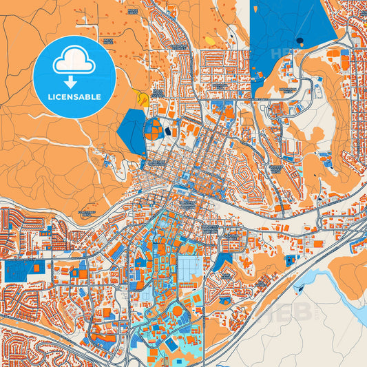 Colorful Flagstaff Street Map with Labels and Buildings