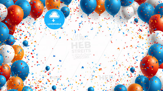 Colorful digital painting for Friendship Day: balloons, confetti, friends celebration background