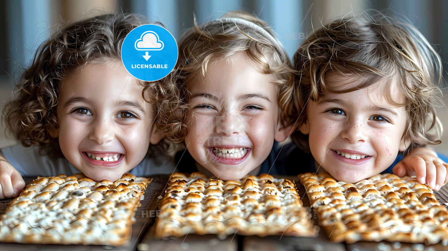 Vibrant Painting Depicting Happy Children Celebrating Passover