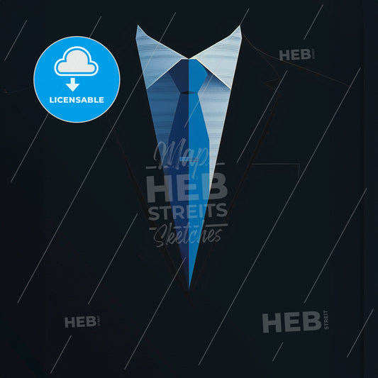 Flat logo of a minimalist business suit and blue tie - A blue tie and suit
