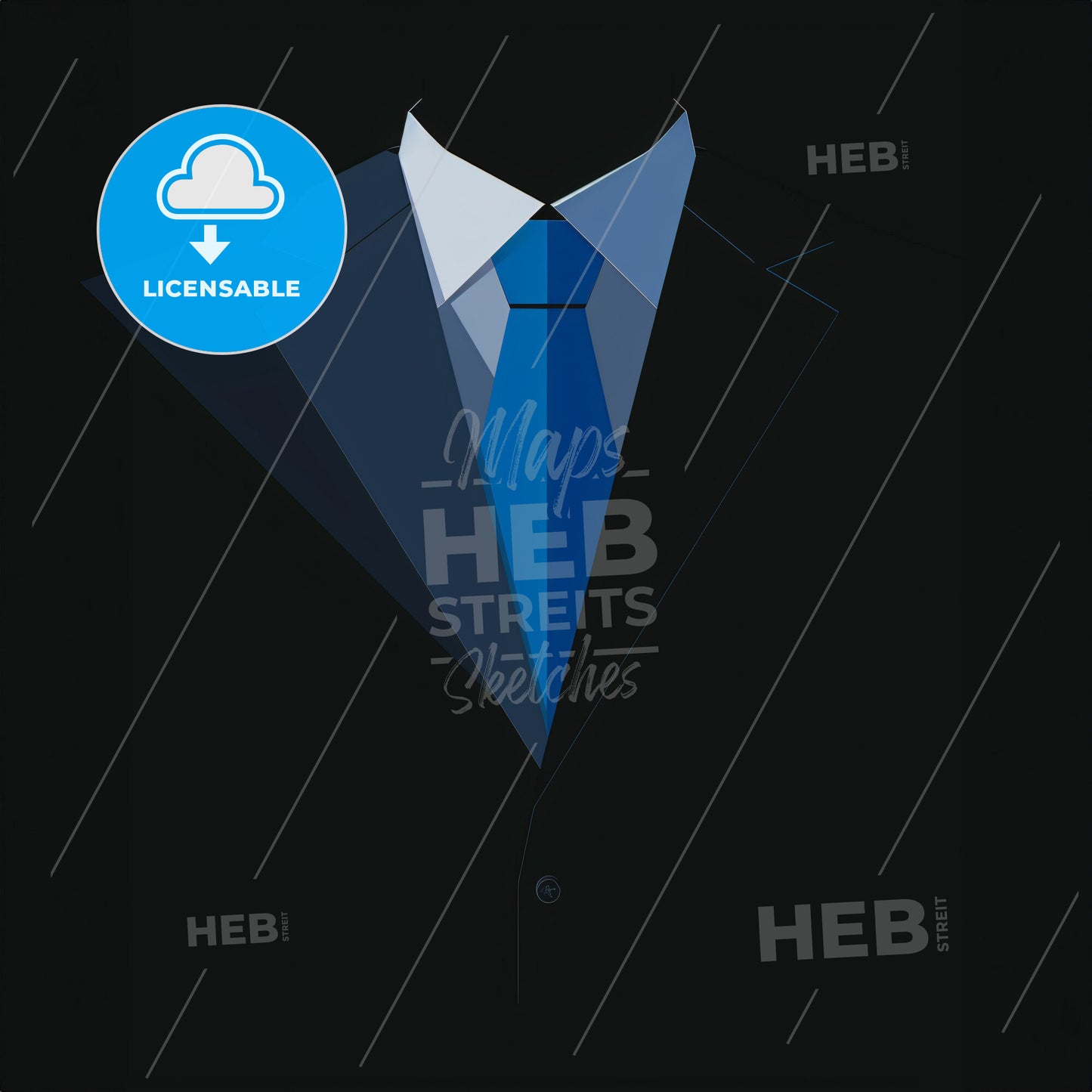 Flat logo of a minimalist business suit and blue tie - A blue tie and suit