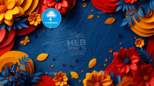 Abstract art painting background with colorful flowers, leaves and copy space for World Book Day