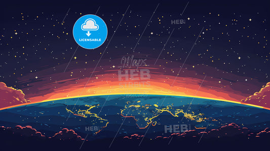 Vibrant World Healthcare Night Map Art: Flat World Healthcare Day Background with Art Focus