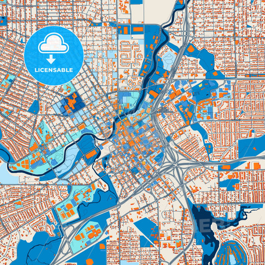 Colorful Flint Street Map with Labels and Buildings
