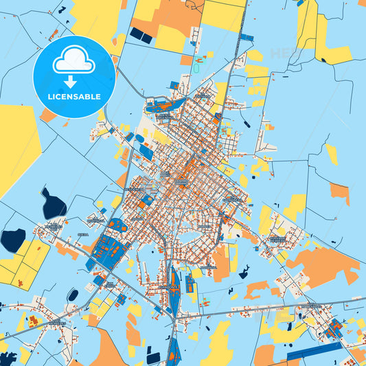 Colorful Florida Street Map with Labels and Buildings