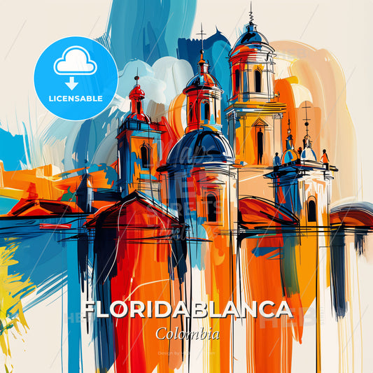 Vibrant Floridablanca, Colombia - A Painting Of A Building With Colorful Paint - Square format print template