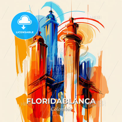 Vibrant Floridablanca, Colombia - A Painting Of A Building - Square format print template