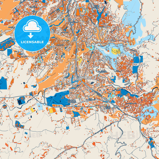 Colorful Floridablanca Street Map with Labels and Buildings
