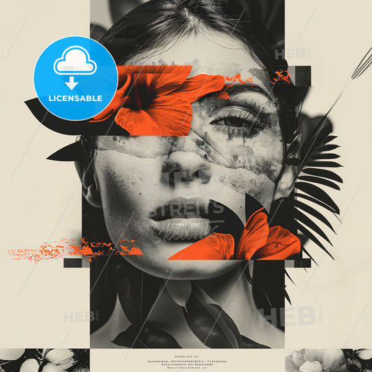 A Woman's Face With Flowers And Leaves