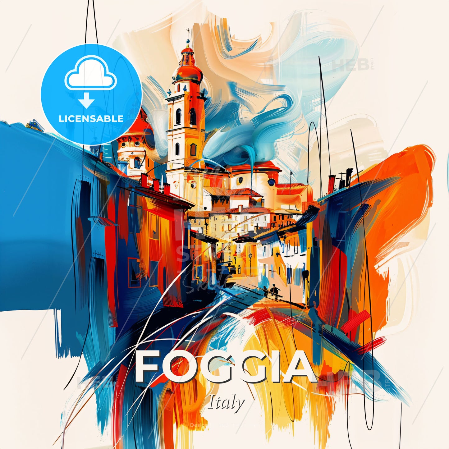 Vibrant Foggia, Italy - A Painting Of A City - Square format print template