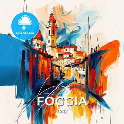 Vibrant Foggia, Italy - A Painting Of A City - Square format print template
