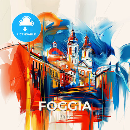 Vibrant Foggia, Italy - A Painting Of A Building - Square format print template