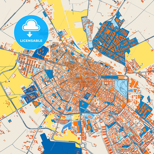 Colorful Foggia Street Map with Labels and Buildings