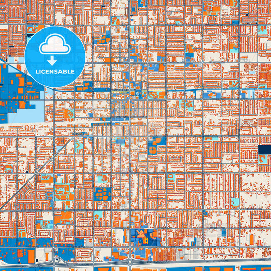 Colorful Fontana Street Map with Labels and Buildings
