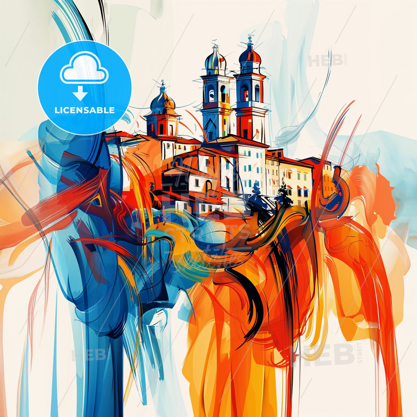 Vibrant Forlì, Italy - A Painting Of A Building With Towers