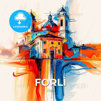 Vibrant Forlì, Italy - A Painting Of A Building - Square format print template