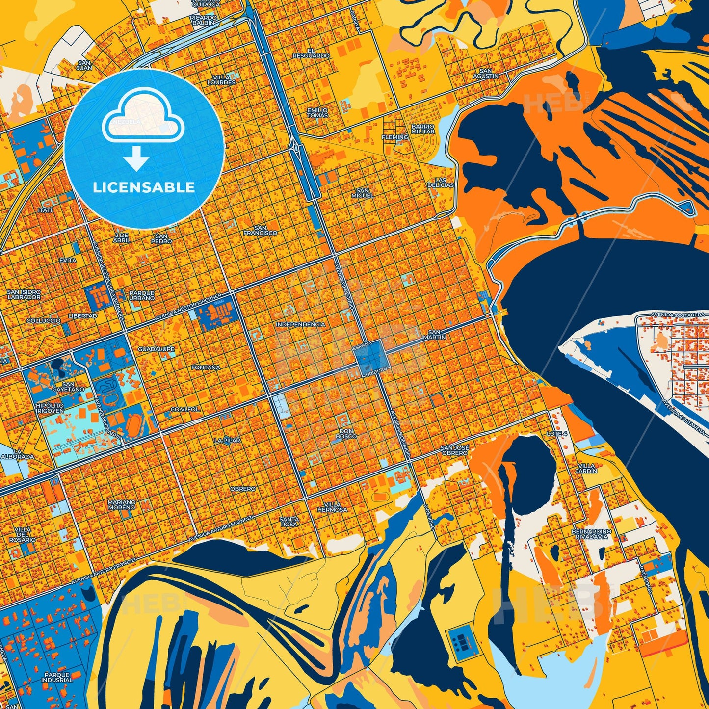 Colorful Formosa Street Map with Labels and Buildings