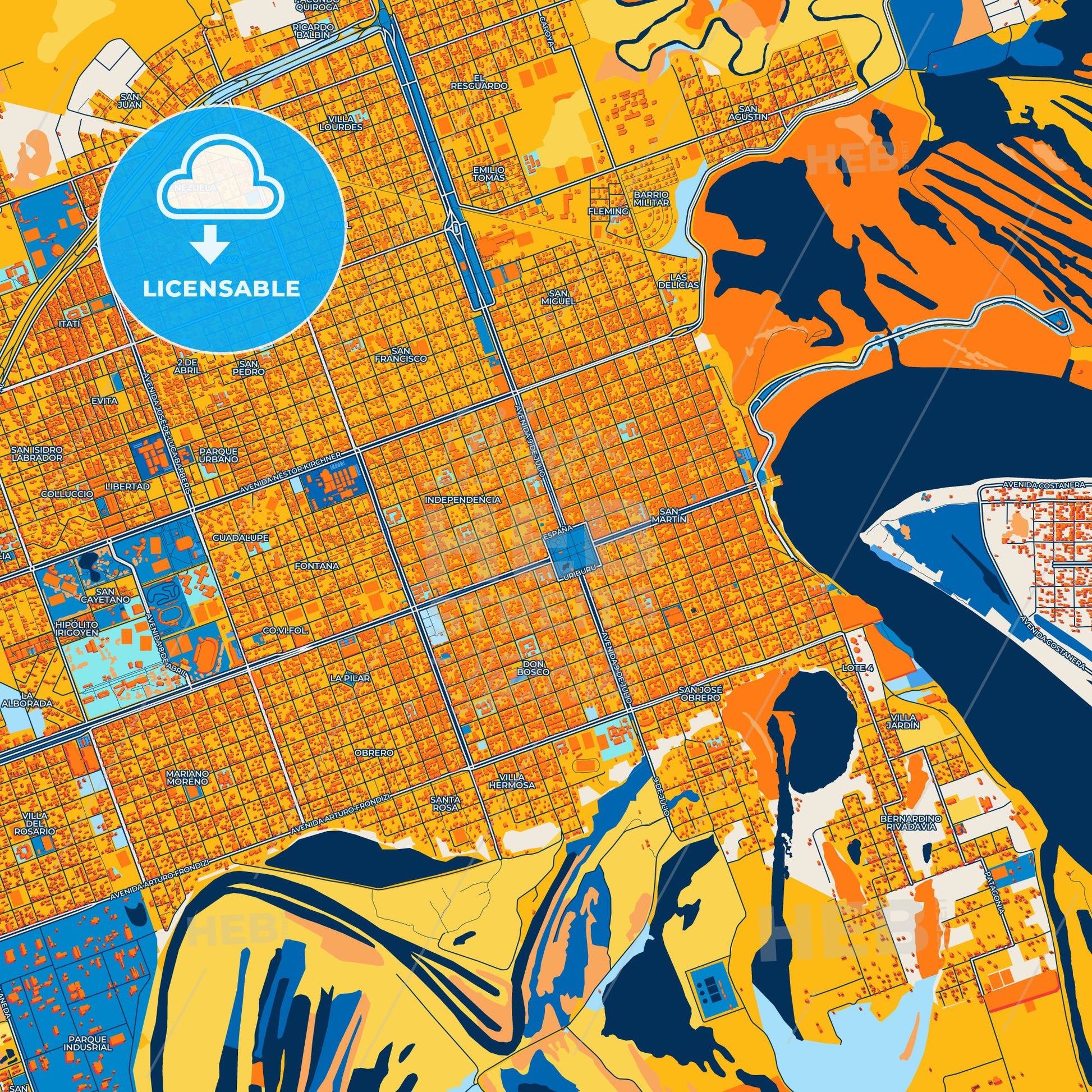 Colorful Formosa Street Map with Labels and Buildings