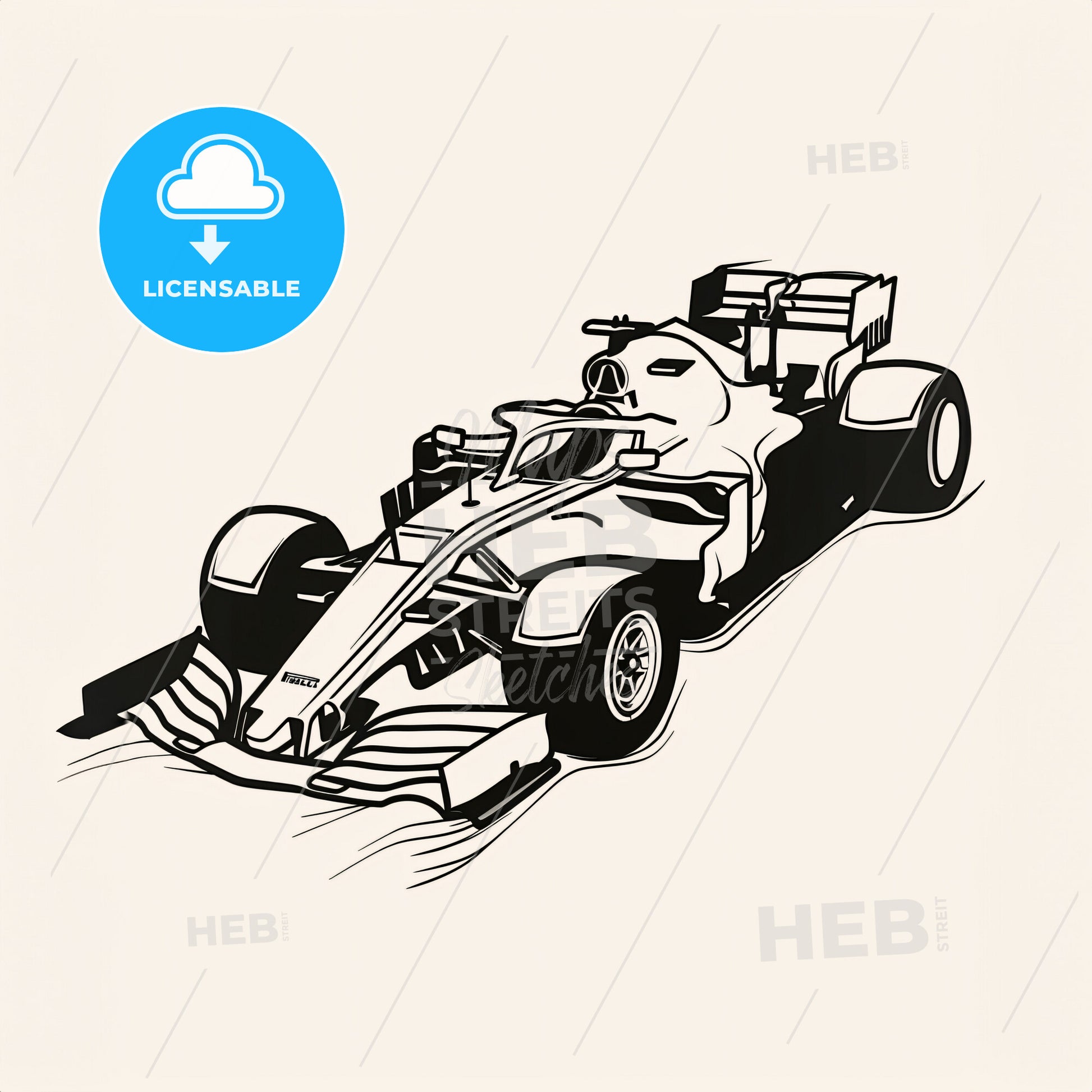 Formula One Car A Black And White Drawing Of A Race Car Image only  JPG XL size