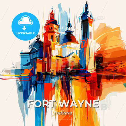 Vibrant Fort Wayne, Indiana - A Painting Of A Building - Square format print template