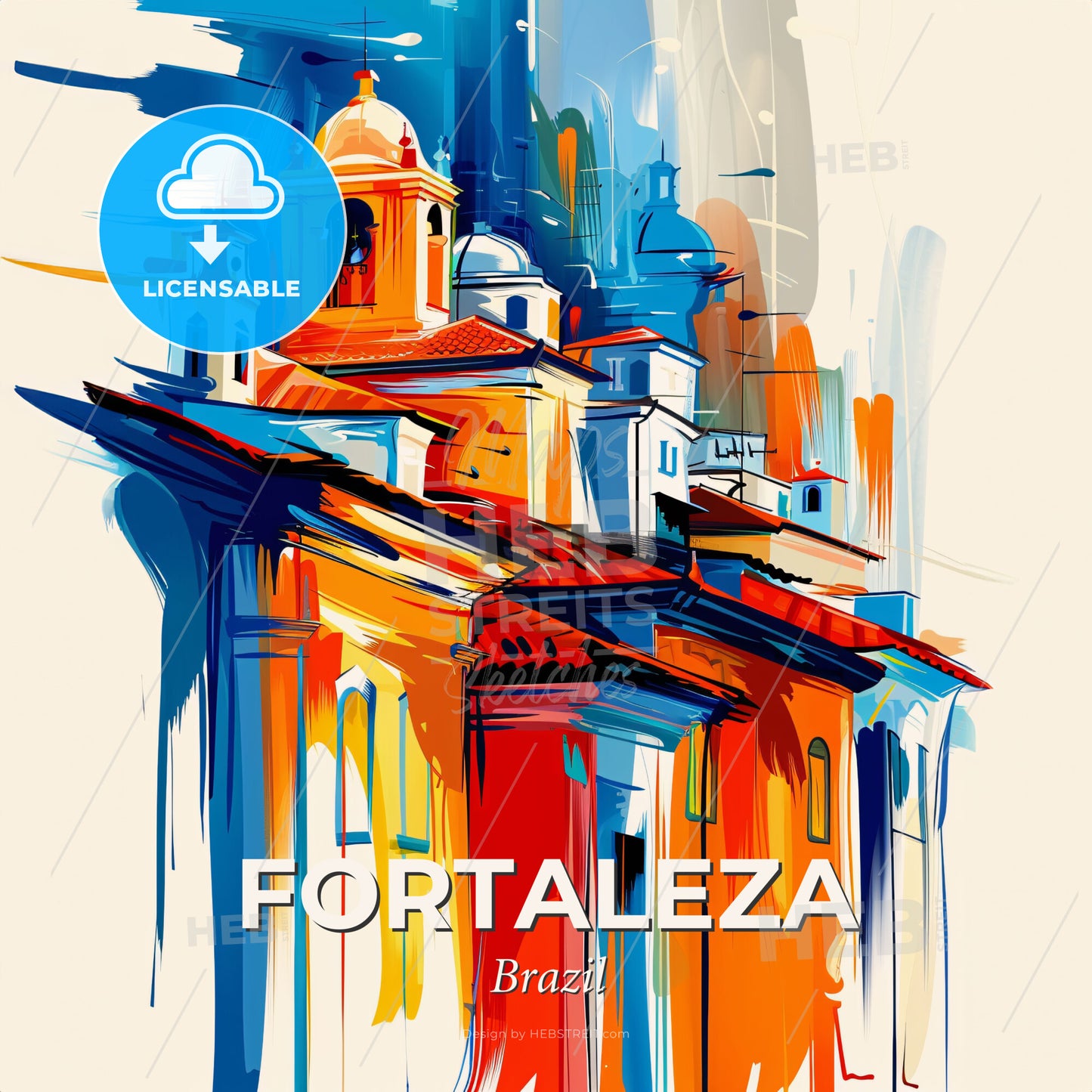Vibrant Fortaleza, Brazil - A Painting Of A Building - Square format print template